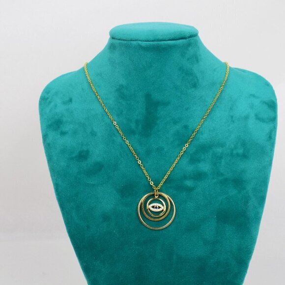 new in box! dainty delicate evil eye charm gold layering necklace protection - Picture 3 of 5